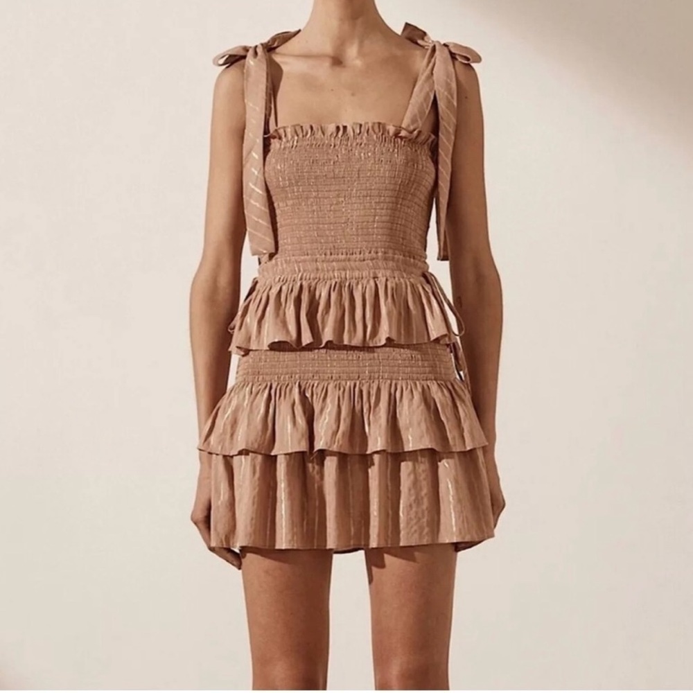 House of Harlow 1960 Corinne Shirred Ruffled Dress Size Small